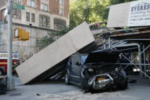 scaffolding on car after new york construction accident